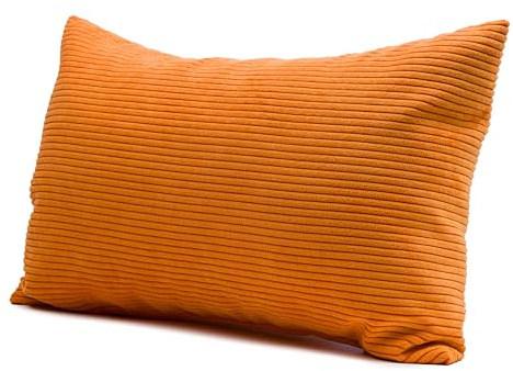 Gözze - Kissen Capri, Dekokissen in Feincord-Optik, Weiches Sofakissen mit Füllung, 100% Polyester, 30 x 50 cm - Orange