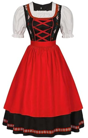 Duohropke Dirndl - Abito lungo da donna bavarese, con grembiuli Dirndl, 2 pezzi, elegante, costume tradizionale bavarese, abbigliamento tradizionale tradizionale, abbigliamento raffinato per