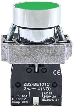 FQJYXWEWL 1 Interruptor pulsador momentáneo de 22 mm, 10 A/415 V, NC/NO, XB2-BA11, XB2-BA21, XB2-BA31, XB2-BA42, XB2-BA51, XB2-BA61.(XB2-BA21 NO Black)