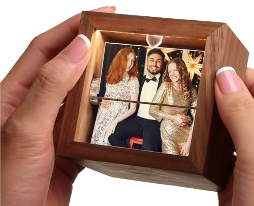 Individueller Holz-Flip-Bilderrahmen, personalisierte Animationsalbbox mit Licht, festliches Neujahrsgeschenk für Familie, Freunde, Mutter, Papa und Heimdekoration