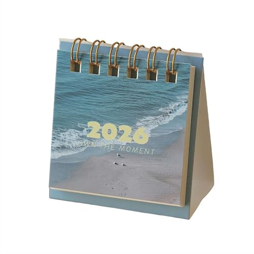 Mini Tischkalender 2026, Szenerie Themenserie Taschenkalender, monatlicher kleiner Desktop-Kalender, akademischer Jahresplaner für Zuhause, Büro, Schule (Weiß2)
