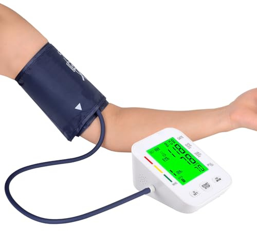 Digitales Oberarm-Blutdruckmessgerät Automatisch für Senioren & Erwachsene, Große Anzeige, Speicher für 2 Nutzer, Puls & Herzfrequenz, 22-42cm Manschette