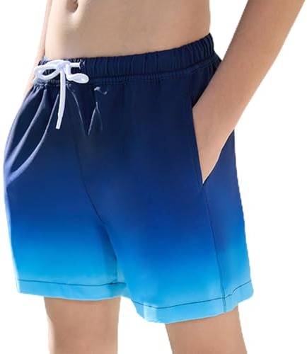 CrystErzoix Costume Piscina Mare Bambino Pantaloncini da Bagno Ragazzo con Fodera in Rete Traspirante a Asciugatura Rapida Shorts per Sport Acquatici, Nero Blu 10-12 Anni