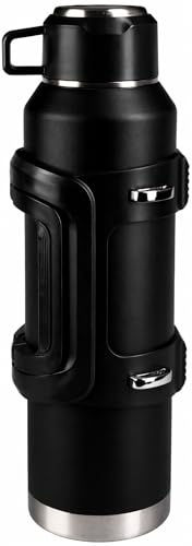 Suprills 1.8L Stainless Steel Vacuum Insulated Water Bottle with Handle & Strap - Leakproof Lid Hot & Cold Water Bottle & Travel Essentials - Durable for Outdoor Activities, Gym, Sports, Football