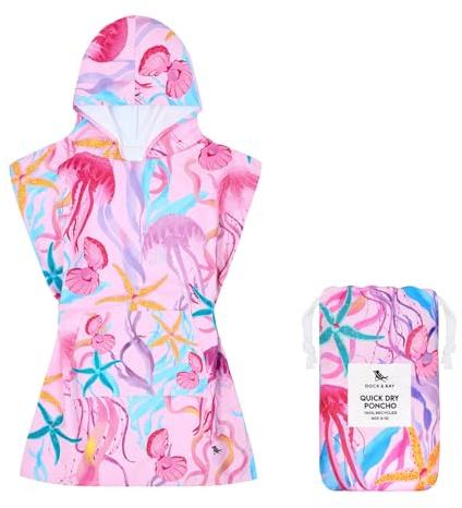 Dock & Bay Poncho mit Kapuze – für Kinder – super saugfähig, schnell trocknend – inklusive Tasche – bereit für dieses Gelee, Größe M (Alter 7–10)