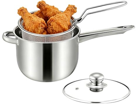 Compact Mini Fryer, Stainless Steel Pot, 14.96x7.68x5.12 Inches Frying Basket with Handle, Electric Cooker, Kitchen Appliance with Non-Stick Design, Home Accessory for Camping Picnics Parties