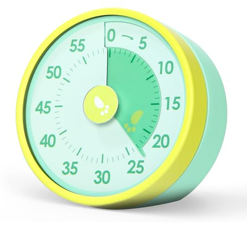 Gyxova Temporizador visual, temporizador de cuenta regresiva de 60 minutos, herramienta de gestión del tiempo, silenciador, temporizador visual para niños, aula, hogar, cocina, oficina, hornear