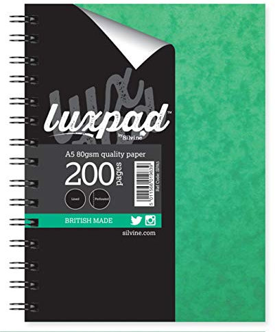 Luxpad A5 Twin Wire Hardback Notebook. 200 Feint Ruled Pages and Durable Pressboard Covers. Ref SPA5