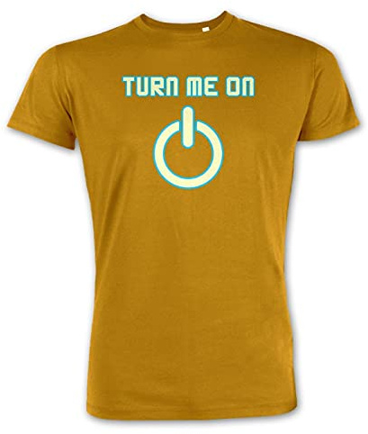 T-Shirt Turn Me On Power, leuchtet im Dunkeln Gr. M, senfgelb