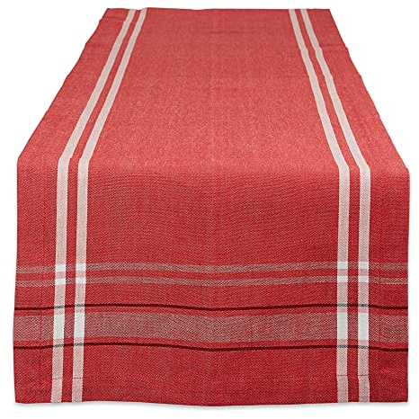 DII Tischläufer im Landhausstil, gestreift, französischer Stil, 35,6 x 274,3 cm, Rot (Red Chambray)