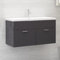 WKIEQACO Set di mobili, set di mobili da bagno, mobile per lavandino, grigio lucido, 90 x 38,5 x 46 cm, in legno ingegnerizzato