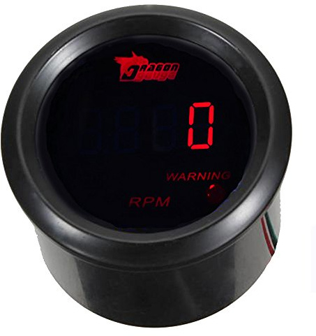 Mintice™ 2 52mm Black Car Motor Digital Red LED Light Tacho Tachometer LED Gauge Meter