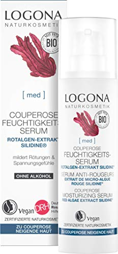 Bio Couperose Feuchtigkeits-Serum LOGONA Naturkosmetik für zu Couperose neigende Haut mit dem Wirkstoff SILIDINE aus Rotalge, Beruhigende & intensiv pflegende Gesichtspflege, Natürlich & Vegan, 30 ml