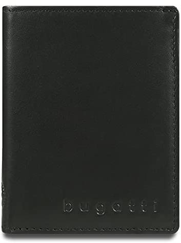 bugatti Primo Kartenetui mit Scheinfach RFID 9CC – Herren Leder Kreditkartenetui - Credit Card Holder Wallet, Schwarz