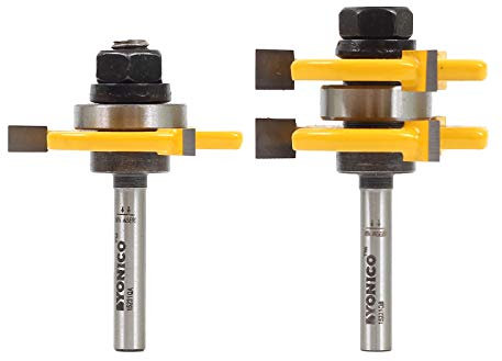 Yonico 15231q 1/4-Inch Plywood 2 Bit Plywood Tongue and Groove Router Bit Set 1/4-Inch Shank