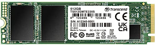 Transcend 512GB MTS220S NVMe PCIe Gen3 x4 M.2 2280 Internal Solid State Drive 3D TLC NAND with DRAM Cache -TS512GMTE220S