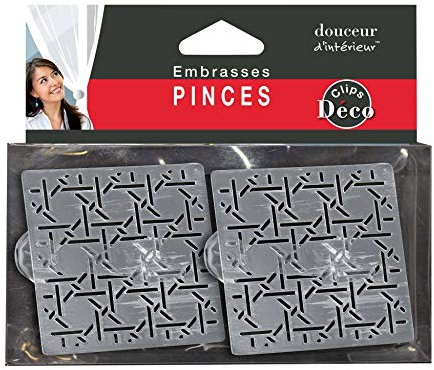 Douceur d'Intérieur, 2 Embrasses à Pince (6.8 x 6.8 Cm) Emery Gris/Argent, Métal Patine