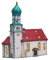 Kirche in Wasserburg am Bodensee aus Porzellan – Windlicht Lichthaus Miniatur-Modell – B19 x T12 x H24 cm