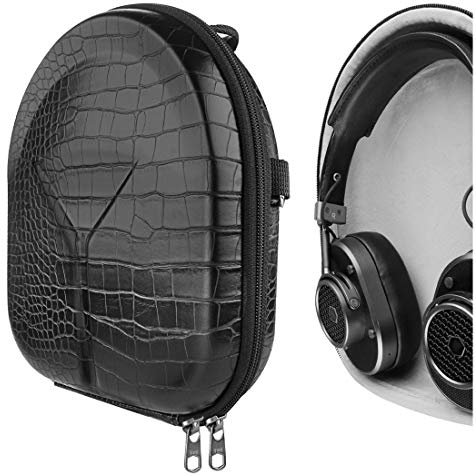 Geekria Shield Headphones Case for Lay Flat On-Ear/Over-Ear Headphones, Replacement Hard Shell Travel Carrying Bag with Cable Storage, Compatible with Soundcore, JBL, B&O Headsets (Black)