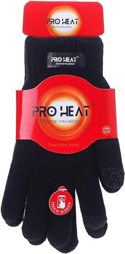 ASD Accessories Mens Knitted Touch Screen Gloves Thinsulate Lined Full Finger Thermal Winter Wooly Work (Black)