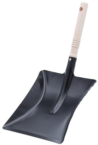 Agrarflora Kehrschaufel Metall - schwarz lackiert - Kehrblech mit Holzgriff - Handschaufel, Kaminschaufel, Kaminblech - zum Aufkehren von Schmutz und Staub - Made in Germany