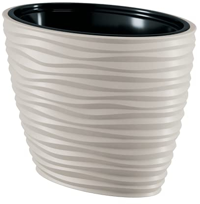 MELTOM Pflanzkübel Oval mit Herausnehmbaren Einsatz Slim 3D Effekt Blumentopf (Grau, XL)