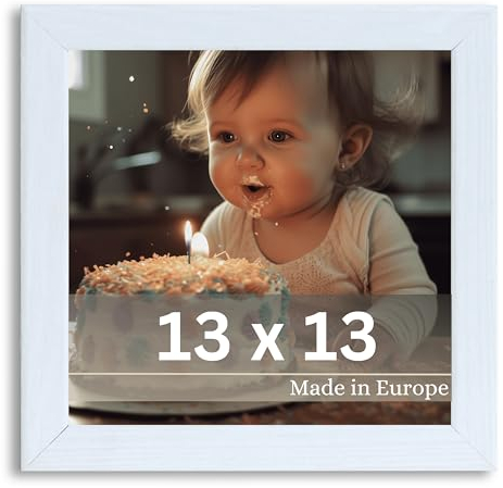 VictoR Bilderrahmen Klee 13x13 cm in Weiß - moderner schlichter Fotorahmen Quadratisch Holz - Bilderrahmen Weiß 13x13