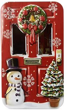 MediMuc Kleine Türdose rot - Weihnachtsdose, Aufbewahrungsdose, Keksdose, Blechdose - lebensmittelecht - Vol. 0,5l - Maße: (Länge x Breite x Höhe): 15,3 x 8,8 x 4,5cm