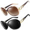 CGID Womens Ladies Sunglasses Polarised Retro Designer Sun Glasses Big Frame Oversized Shades UV Protection Goggles Rhinestones Black Grey&Gradient Brown