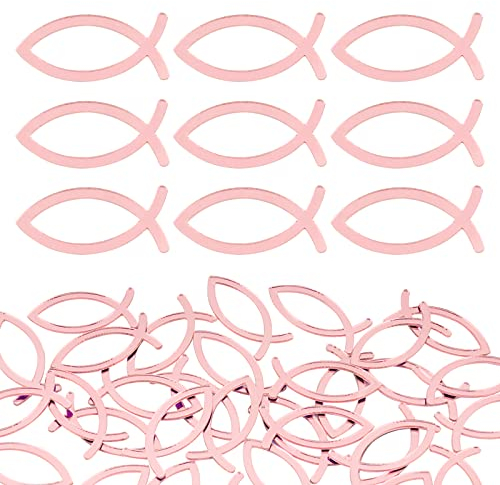 FLOFIA 36 STK Fisch Deko Kommunion Taufe Tischdeko Acryl Fische Streudeko Rosegold Konfirmation Dekoration Fisch Konfetti Dekofisch für Junge Mädchen Dicke 1,3MM
