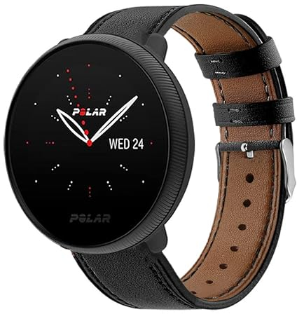 Strap-it Lederarmband - kompatibel mit - Polar Ignite 2 - Armband - Glattes Schwarz - fur Polar Ignite 1 - Polar Ignite 3 - Polar Unite - Polar Pacer