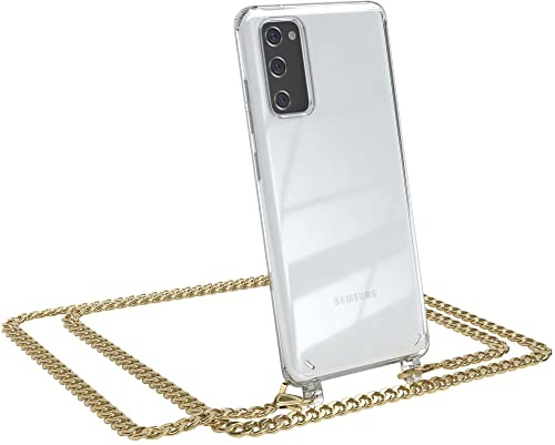 EAZY CASE Handykette kompatibel mit Samsung Galaxy S20 FE / S20 FE 5G Handyhülle mit Metal Umhängeband und Ersatz Kordel schwarz, Handykordel mit Schutzhülle, Stylische Kette, Metal - Gold