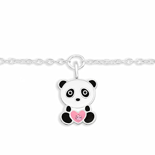 Monkimau Armband Damen Silber mit Panda Anhänger aus 925 Sterling Silver Bracelet Women Charm Armkette Schmuck Geschenke für Kinder Mädchen Frauen