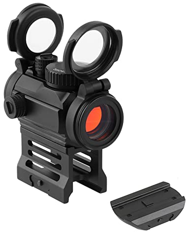 ToopMount 1x20 rotpunktvisier red dot Sight 2MOA rohrvisiere mit hoher und niedriger Picatinny-21-mm-Schienenhalterung und transparenten Objektivabdeckungen (4 Ausführungen erhältlich) (Stil 2)
