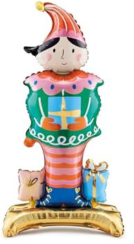 PartyDeco Folienballon Weihnachtself 32x75cm stehend mit Luftfüllung - Ballon mit Standfuß Folien-Ballon-stehender Elf-Luft-Ballon-Dekoration für Weihnachten Maße nach aufgeblasen ca. 32 x 75 cm