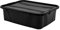 goodsforbusiness Aufbewahrungsbox + Deckel L51 x B38,5 x H14,8cm, 21 Liter Transportbox schwarz | Lebensmittelbox lebensmittelgeeignet Kunststoffbehälter Lagerbox stapelbar Wäschebox