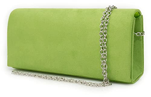 Emila Pochette verde scamosciata elegante da donna Cerimonia piccola Borsa a mano Clutch bag Borsetta sera per matrimonio cresima comunione battesimo signora ragazza Verde primavera estate 2025
