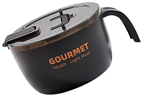 Cuenco de Ramen Instantáneo, a Prueba de Corrosión, Acero Inoxidable 304, Aislamiento Térmico, Cuenco de Ramen de Fácil Limpieza con Tapa, Vajilla para Dormitorio (Negro)