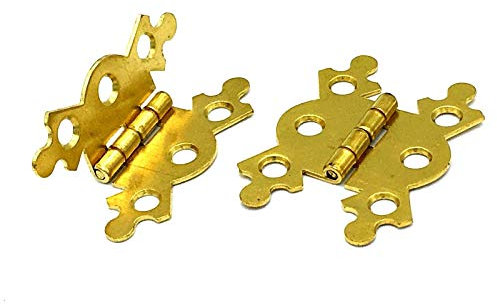 1 x Pair Fancy Butterfly Hinges 40mm Polished Brass Flush Door Hinge
