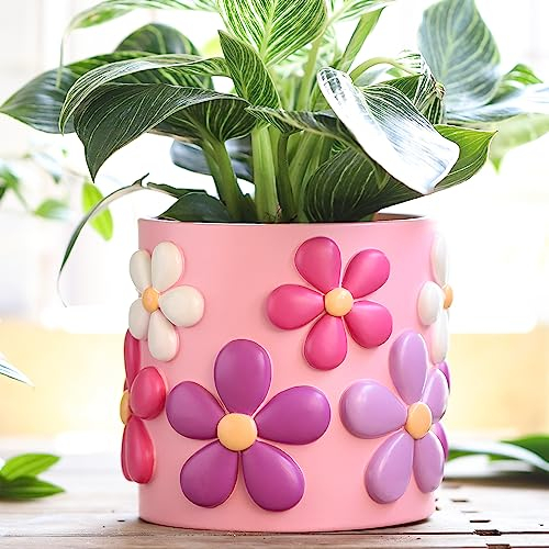 GUGUGO Pots de fleurs colorés mignons et uniques avec drainage, vintage rétro pour plantes d'intérieur, pot de jardinage éclectique pour décoration d'intérieur et d’extérieur, bohème moderne, Modèle D