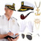 DJLLA Matrosenmütze 6pcs Yacht Kapitän Set, Marine Hut, Anker Halskette, Pfeife, Anker Brosche, Handschuhen, Sonnenbrille für Kostümpartys mit Matrosenkapitän, Halloween-Party