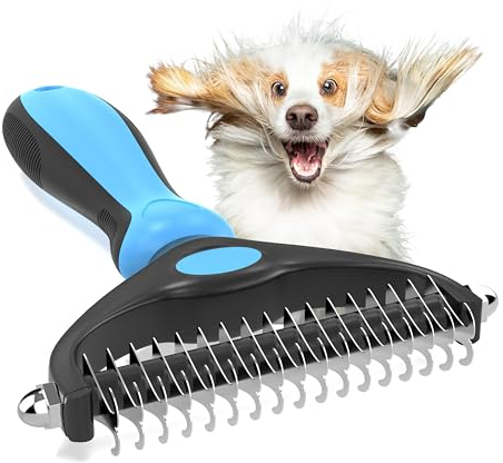 Decyam Pet Grooming Brush – Undercoat Rake and De-Matting Comb for Shedding, Tangles & Grooming, Dog Brushes for Cats & Dogs, Dual-Sided