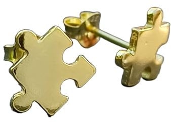 Gold Plated Sterling Silver Jigsaw Pieces Stud Earrings