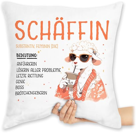 Kissen 40 x 40 - Beruf Deko Job - Schäffin I Chefin Geschenk I Anführerin I Leiterin I Vorgesetzte I Lustig I Witzig I Weihnachten - 40 x 40 cm - Weiß - schaf zierkissen schafmotiv kissenhülle