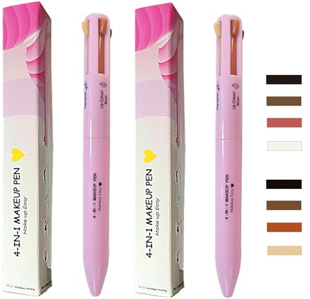 MKNZOME 4 in 1 Makeup Pen, 2 Stück Highlighter Stick, Eyeliner Stift, Makeup Lip Liner, Eyebrow Pencil, Augen Make-up, Wasserfest, Hochpigmentierter, Langanhaltendes, Multifunktional
