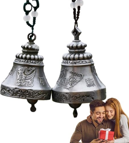 Feng Shui Glocke, chinesische Feng Shui Bell - 2pcs chinesische Vintage Dragon und Phoenix Glocke Chimes,Feng Shui Bell geschnitzt Tempel Windglocke für Zuhause Auto Gartentür Viel Glück segnen