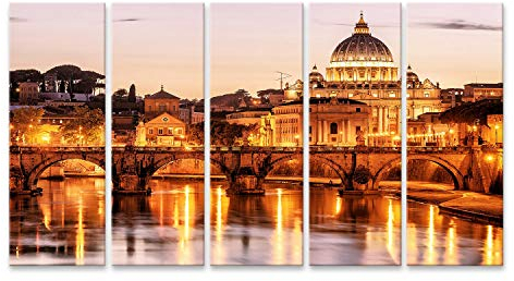islandburner Prime Bild auf Leinwand Nachtansicht Sant Angelo San Pietro Rom St Peter Dom Italien Bilder Wandbilder Poster