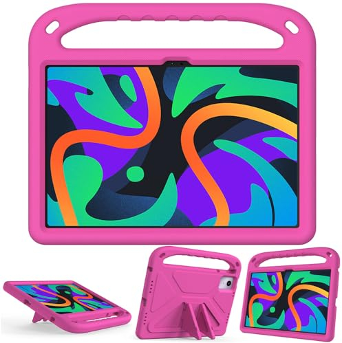 FDHYFGDY Funda para Lenovo Tab M11 2024, Funda Ligera y Duradera a Prueba de Golpes con Asa de Transporte, Funda Protectora Resistente para niños y Adultos,Rosa roja