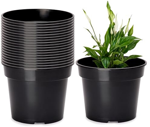 Garronda Pots Horticulture Ronds Pots pour Culture de Plants de Plantes et Fleurs GD-0025 (20 Pièces Noir, ⌀ 28 cm H 22 cm)