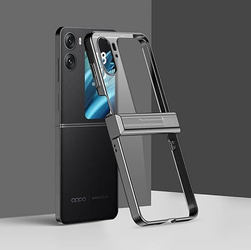yanzi Kompatibel mit Oppo Find N2 Flip Handyhülle(Transparent+Schwarz) Schutzhülle Ultra Dünne Hinge Protective Bumper Stoßfeste Protection Case Smartphone Hülle+3D Displayschutzfolie-2022